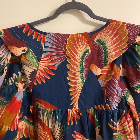 Farm Rio Navy Toucan Puff-Sleeve Midi Dress - Picture 16 of 16